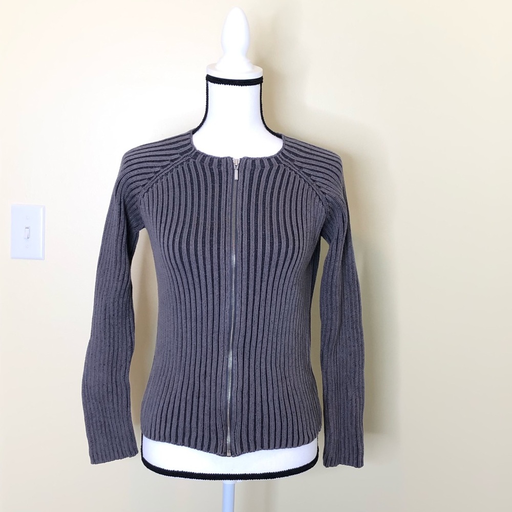 LL Bean Full Zip Rib Knit Cardigan Sweater Size S